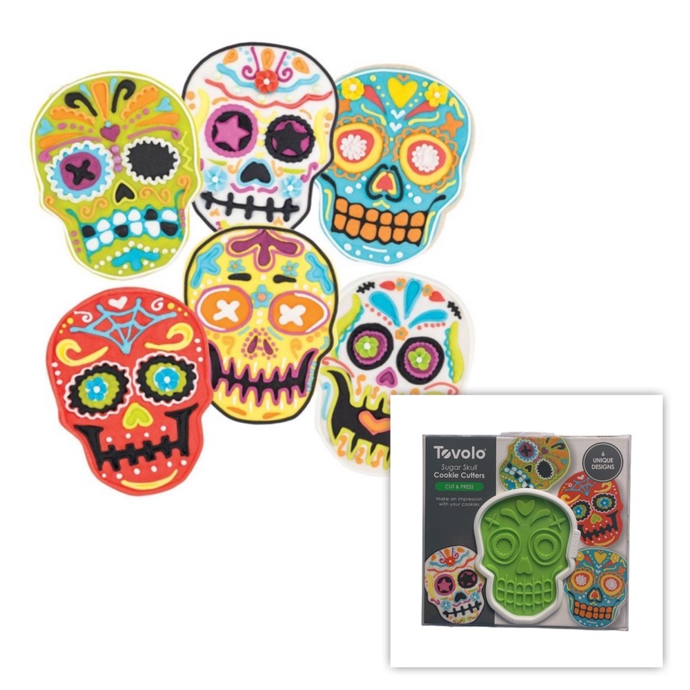 Tovolo Sugar Skull Cookie Cutter and 6 Stamps